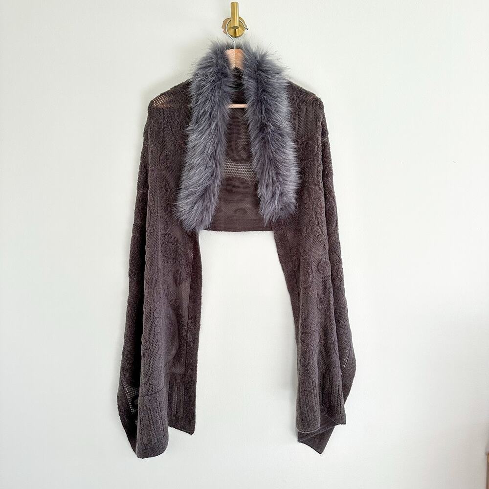 Cashmere Rabbit Fur Neck Warmer Wrap Gray One Size - Picture 2 of 10